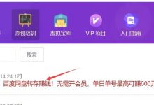 【抢占先机】百度网盘转存赚钱,无需拉新,单号利润最高600元-金宜盈